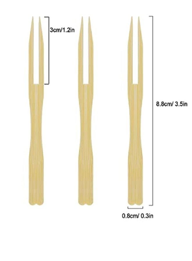 V4L Bamboo Appetizer Forks, 3.5" Disposable Bamboo Fork for Charcuterie, Mini Forks for Appetizers, Cocktail Forks for Weddings, Small Appetizer Picks Pack of 100 - Image 4